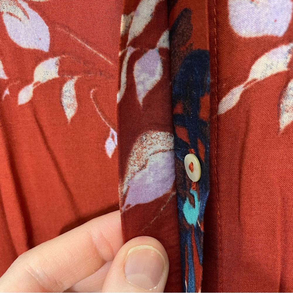 Free People | After the Storm Red Maxi Shirt Dress, HTF/Rare, size 6 - Picture 9 of 14